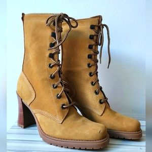 Nine West Tan/Mustard Lace Up Leather Boots